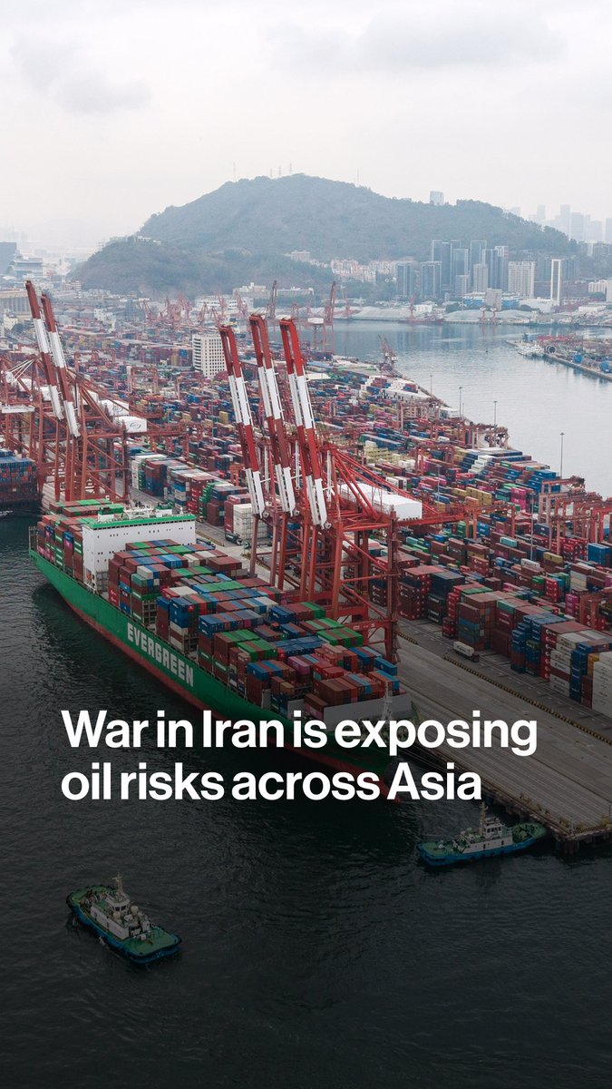 🚨🇨🇳🇮🇳🇯🇵🇰🇷 Asia faces major oil risk as Middle East war escalates Asia’s biggest economies: China, India, Japan, and South Korea, are among the most exposed to oil supply shocks from the region.