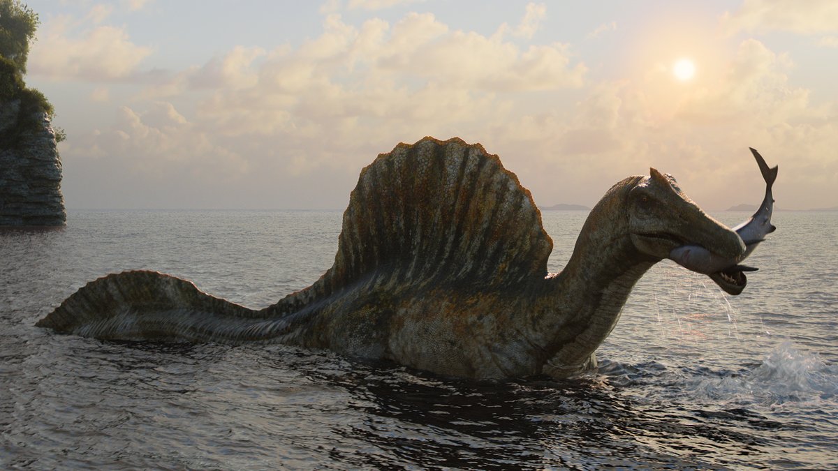ESPINOSSAURO CAÇANDO. Meu novo documentário Os Dinossauros, produzido por Steven Spielberg, já está disponível. 🦕🦖