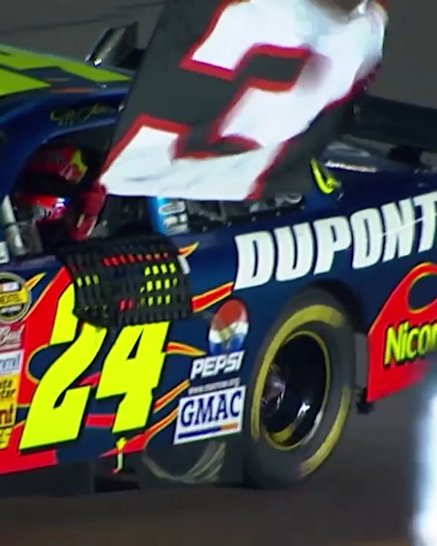 He did it for Dale. 🖤 After tying Dale Earnhardt with his 76th career win, Jeff Gordon paid tribute to the Intimidator in unforgettable fashion.