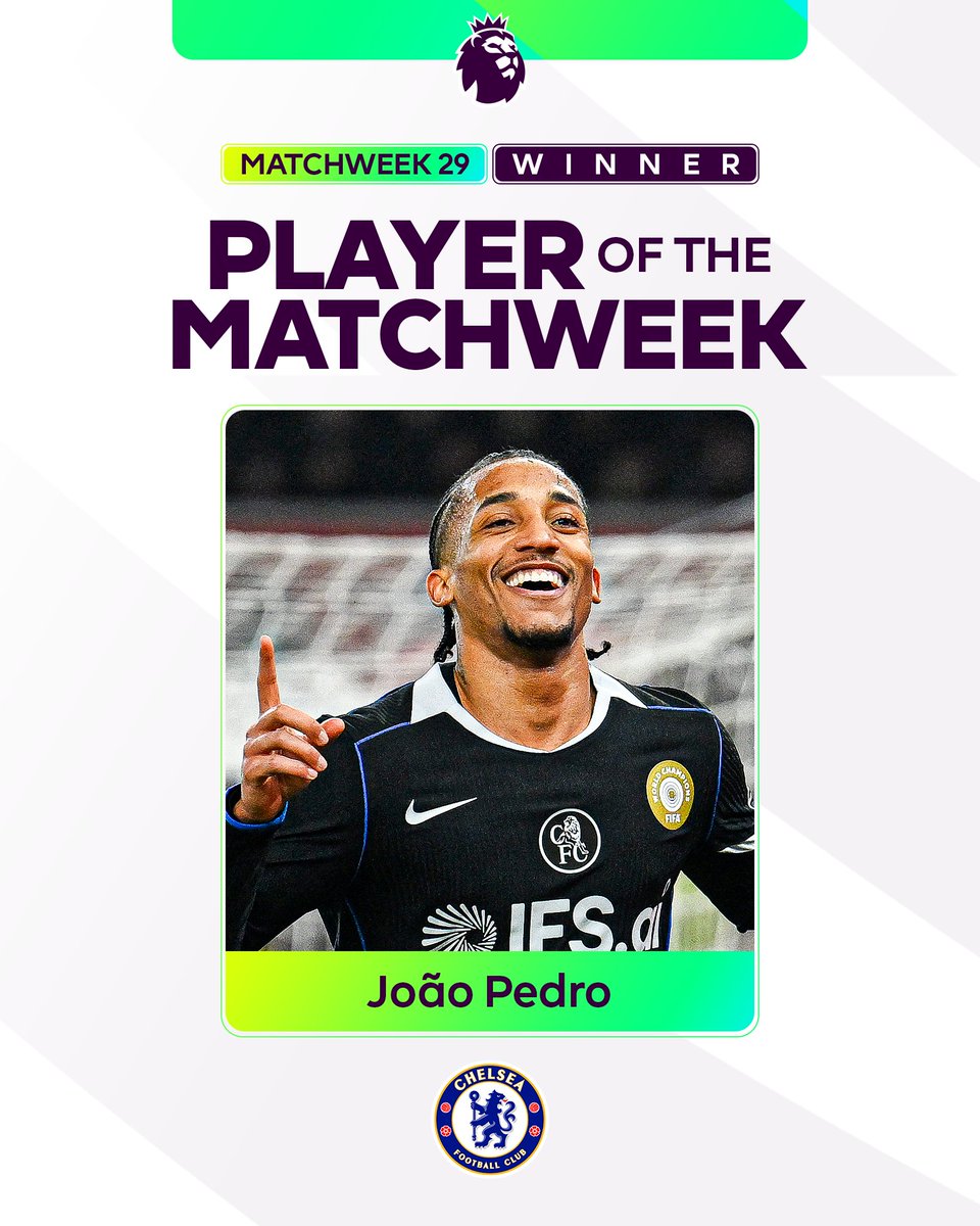 A first Premier League hat-trick! ⚽️ ⚽️ ⚽️ You voted Joao Pedro as Player of the Matchweek after a brilliant treble in Chelsea FC's win against Aston Villa