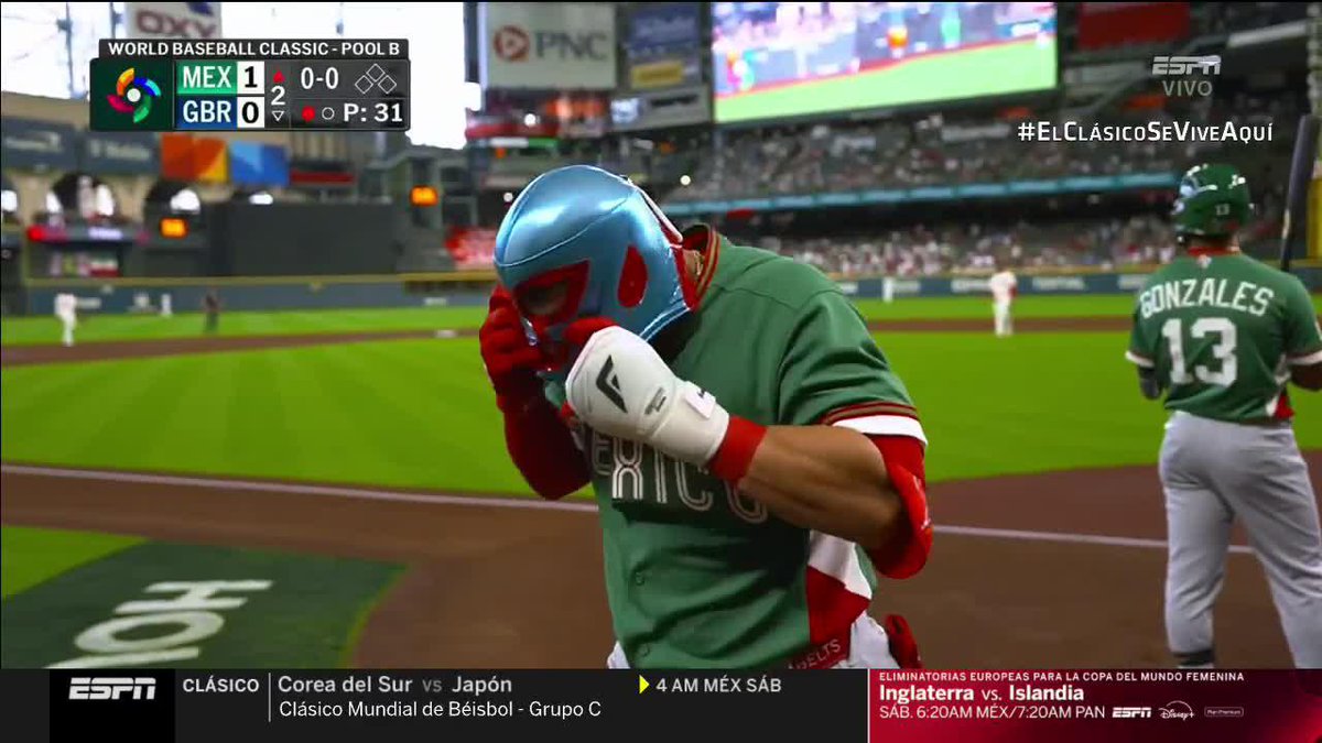 ¡NO VA A REGRESAAAAAR! 🥵 Llegó el primer HR de México cortesía de Nacho Álvarez 🇲🇽 ⚾ ¡Ya le ganan a Gran Bretaña! Disfruta el Clásico Mundial de Béisbol por ESPN y #DisneyPlus Premium.