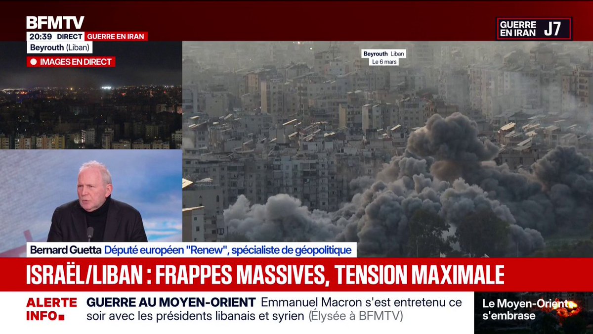 "Les frappes [israéliennes au Liban] sont totalement inadmissibles", dénonce Bernard Guetta, député européen (Renew)