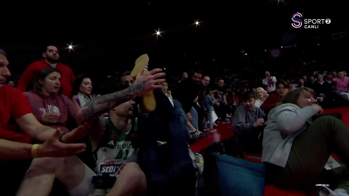 Juancho Hernangomez'in seyircilerin üstüne düştüğü an! 👀
