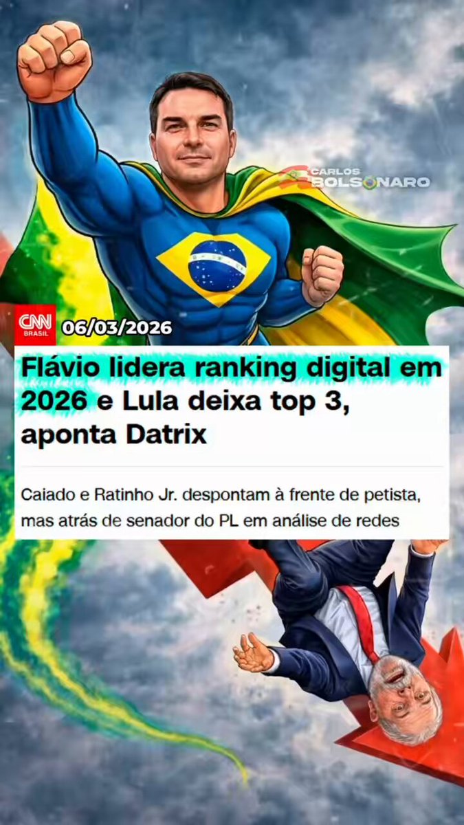O Brasil já começou a escolher seu rumo. Enquanto uns despencam, outros lideram. Flávio cresce porque representa coragem, verdade e futuro. O caminho para salvar o Brasil já começou. 🇧🇷