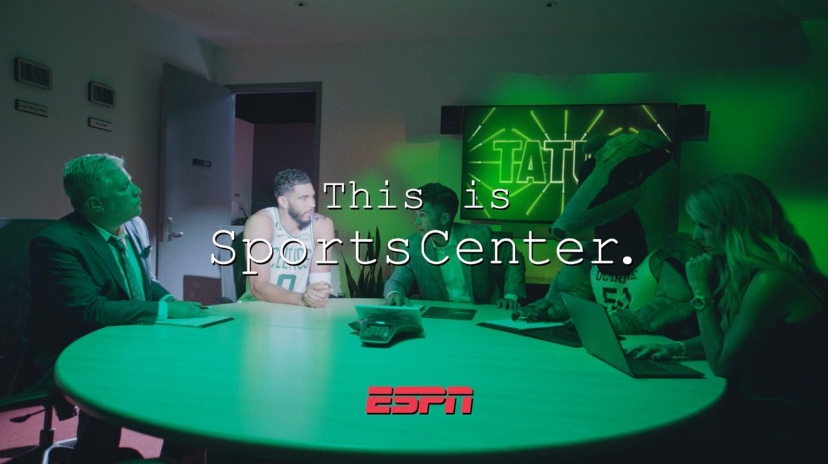 Before Jayson Tatum returns to the court tonight for his #NBA season debut, look back to when he starred in a 'This Is SportsCenter' spot alongside Nicole Briscoe, Steve Levy &amp; Gary Striewski 🏀 7p ET | Mavericks vs Celtics | ESPN