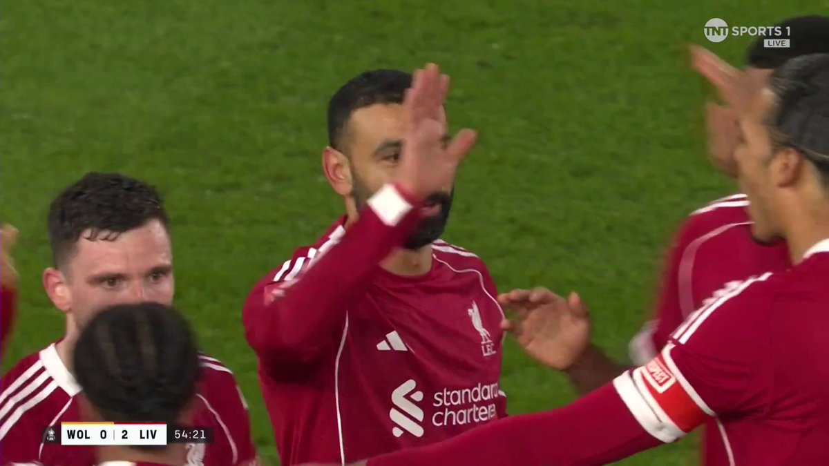 2 in a minute for Liverpool 🔥 Mo Salah fires home Robertson's cross, and after initially being disallowed for offside, the goal is given and Liverpool now lead 2-0! 📺 TNT Sports & discovery+ UK