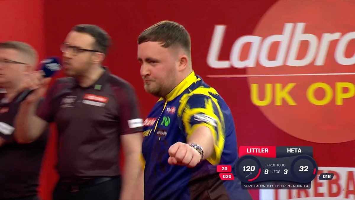 LITTLER GOES DOUBLE-DOUBLE TO WIN ☢️ Four ton-plus checkouts Luke, four?! That's insane! Luke Littler cruises to victory over Damon Heta, securing a 10-3 win with a stylish 120 finish 🔥 Live Scores &amp; Streaming 📲 #UKOpenDarts | R4