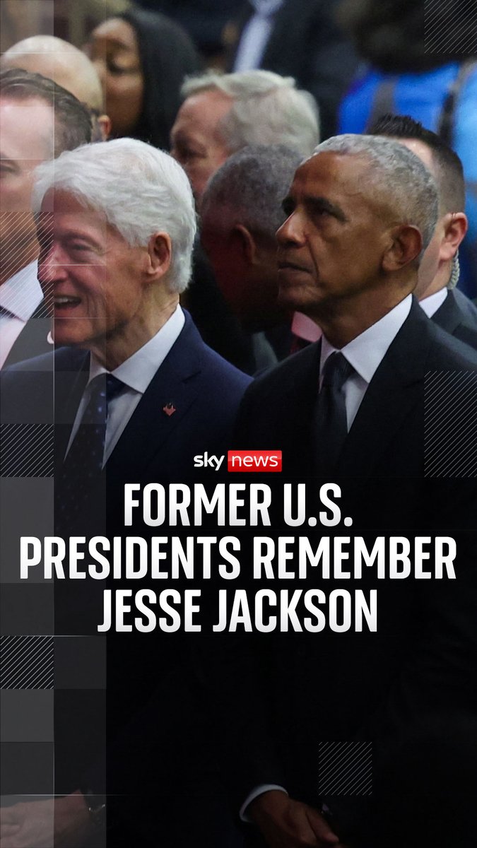 Former U.S. presidents Barack Obama, Bill Clinton and Joe Biden have paid tribute to Jesse Jackson at his memorial. The civil rights leader was a protégé of Martin Luther King Jr and campaigned twice for the Democratic presidential nomination. Latest ➡️