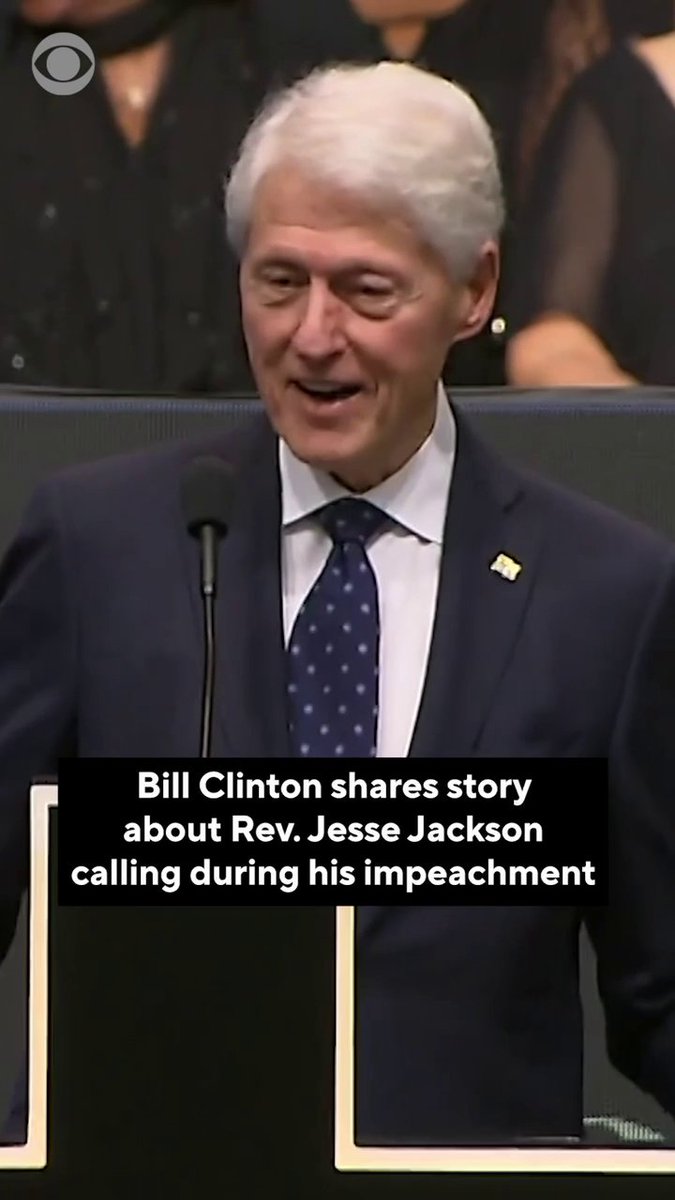 Bill Clinton shared a story about the time Civil rights leader Rev. Jesse Jackson called him amid his impeachment fight, not to speak with him, but to speak with his daughter, Chelsea Clinton. Clinton also said in his eulogy that Jackson made him a better president, adding he was at the funeral "more as a friend than a former president." Jackson died in February at the age of 84 following a battle with progressive supranuclear palsy (PSP), a condition similar to Parkinson's disease.