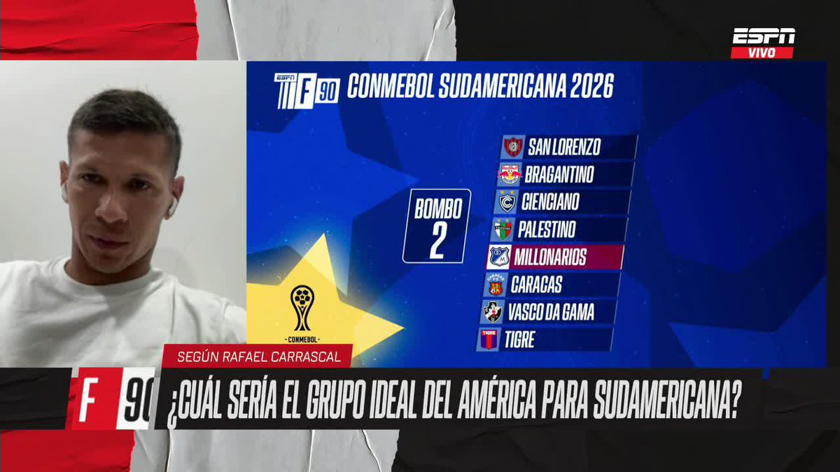 ¿Cuál es el grupo ideal de Rafael Carrascal para América en la Sudamericana? ¡Atención a las respuestas del capitán! ▶️ No te pierdas #ESPNF90Colombia en el Plan Premium de #DisneyPlus