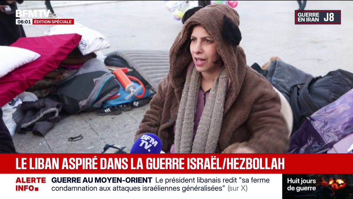 💬 "Je dors sur cette chaise dans le froid, je viens d'accoucher" Au Liban, 300.000 personnes ont dû fuir à travers le Liban