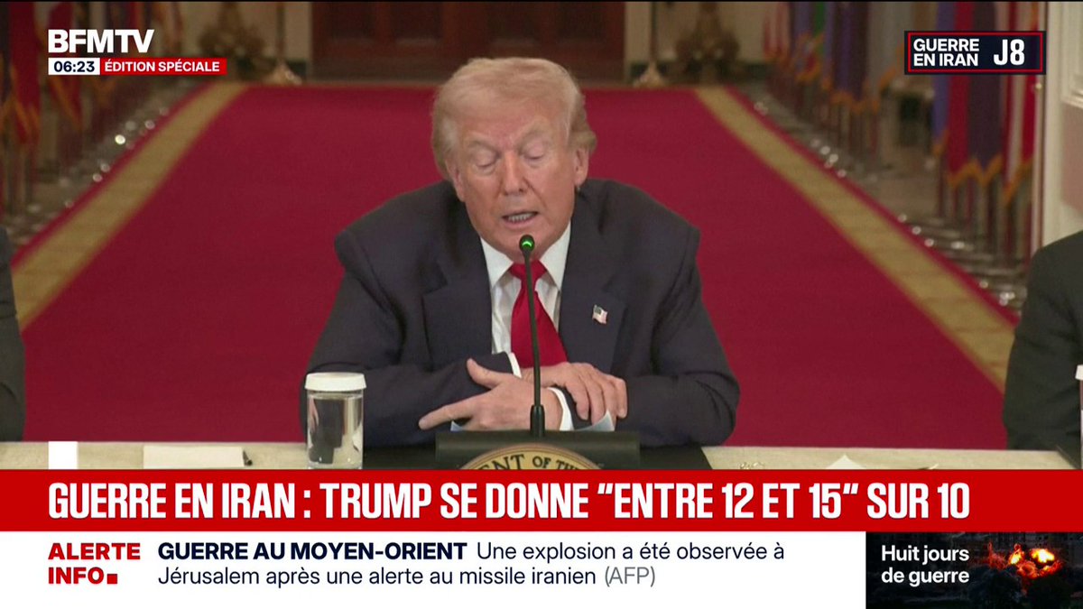 Guerre au Moyen-Orient: "L'Iran, ça se passe très bien (...) leur armée n'est plus, leurs dirigeants ne sont plus là", affirme Donald Trump