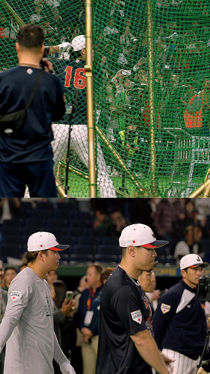 【 #侍ジャパン 】 大谷の特大弾にチームメイトも驚愕🤯 東京ドーム中が注目する #大谷翔平 のバッティング練習ですが、ケージの周りでは佐藤選手、近藤選手、周東選手ら #侍ジャパン のメンバーも驚きの表情を見せていました👀 #2026ワールドベースボールクラシック