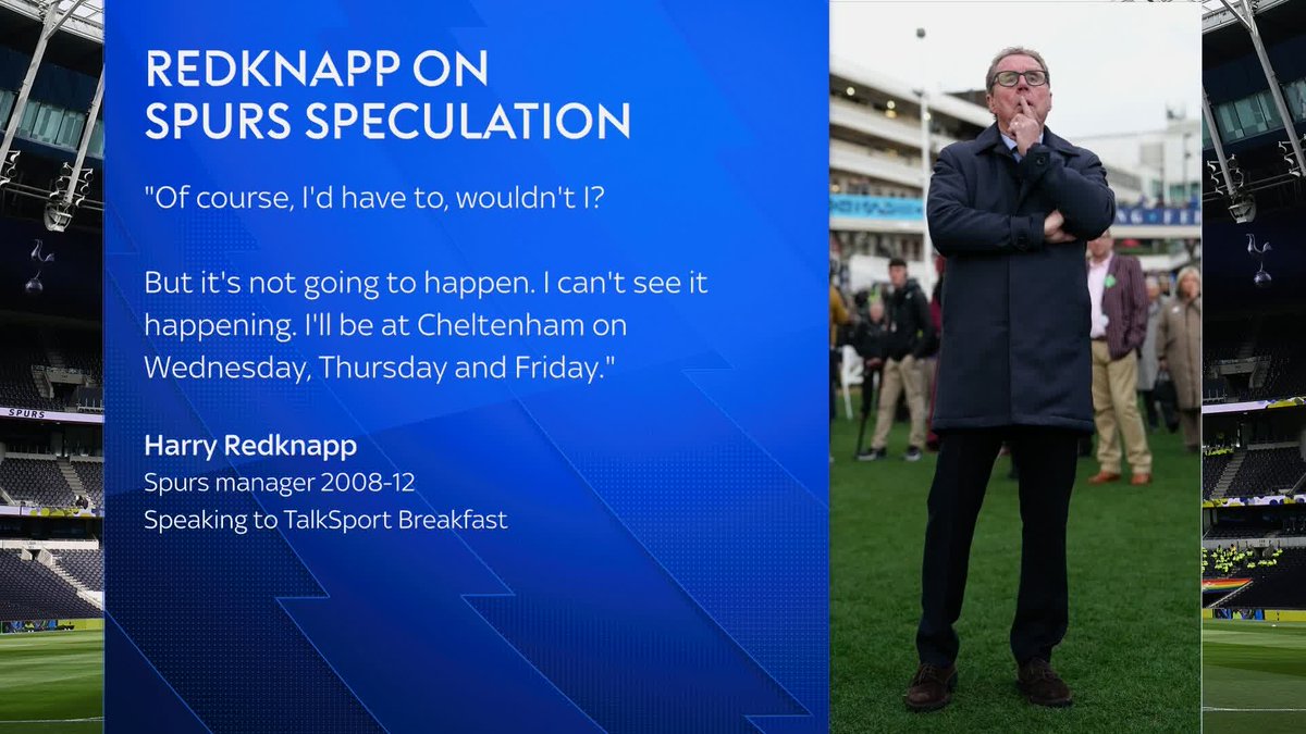 🗣️ "I can't see it happening" Harry Redknapp confirmed he'd welcome a return to Spurs but that he doesn't expect to receive a call from the club.