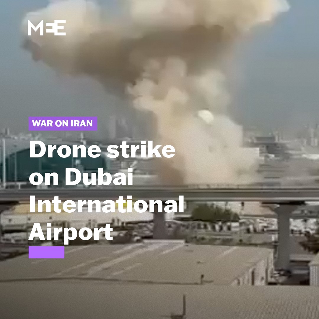 The moment an Iranian drone struck Dubai International Airport’s runway this morning, which forced the suspension of all flights.