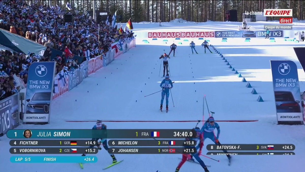 🇫🇷 Julia Simon remporte la mass start à Kontiolahti, Océane Michelon termine 6e, Lou Jeanmonnot 16e ! #lequipeBIATHLON