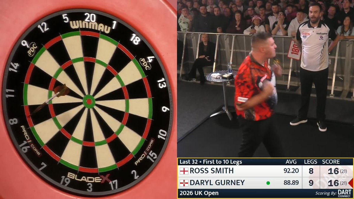 SUPERCHIN EDGES PAST SMUDGER! Daryl Gurney overcomes Ross Smith in a gruelling affair on Board Three, running out a 10-8 winner to seal his spot in round six! Live Scores & Streaming 📲 #UKOpenDarts | R5