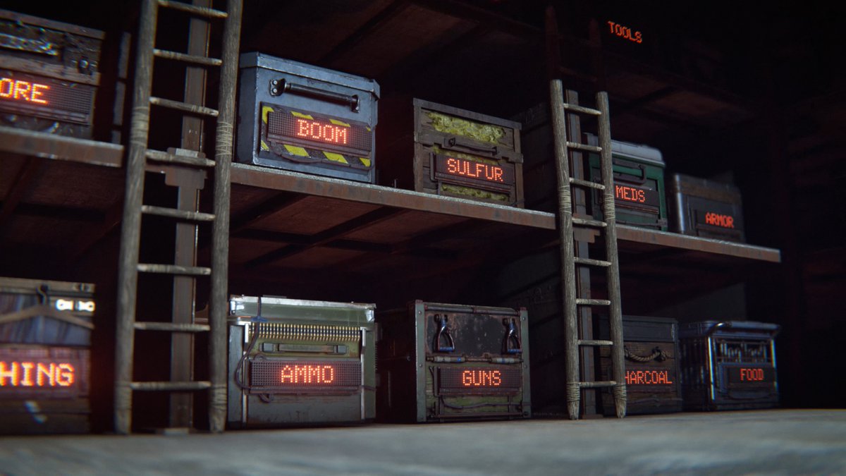 Shipping this month is the Storage Box Pack. 📦🎁🧰 A packed-out collection of 16 uniquely designed and labelled skins for the Large Wood Box. Featuring bespoke and beautiful designs for Ammo, Armour, Charcoal, Clothing, Components, Explosives, Food, Guns, Meds, Metal, Ore, Scrap, Stone, Sulfur, Tools and Wood. Get your pack here:
