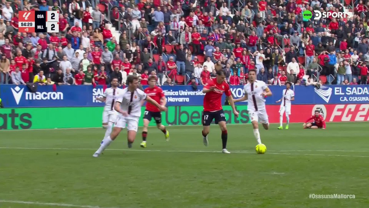 Minuto 88': Osasuna 0-2 Mallorca. Minuto 94': Osasuna 2-2 Mallorca. En el debut de Martín Demichelis, al Mallorca se lo empataron de una forma INCREÍBLE. ❌🇪🇸