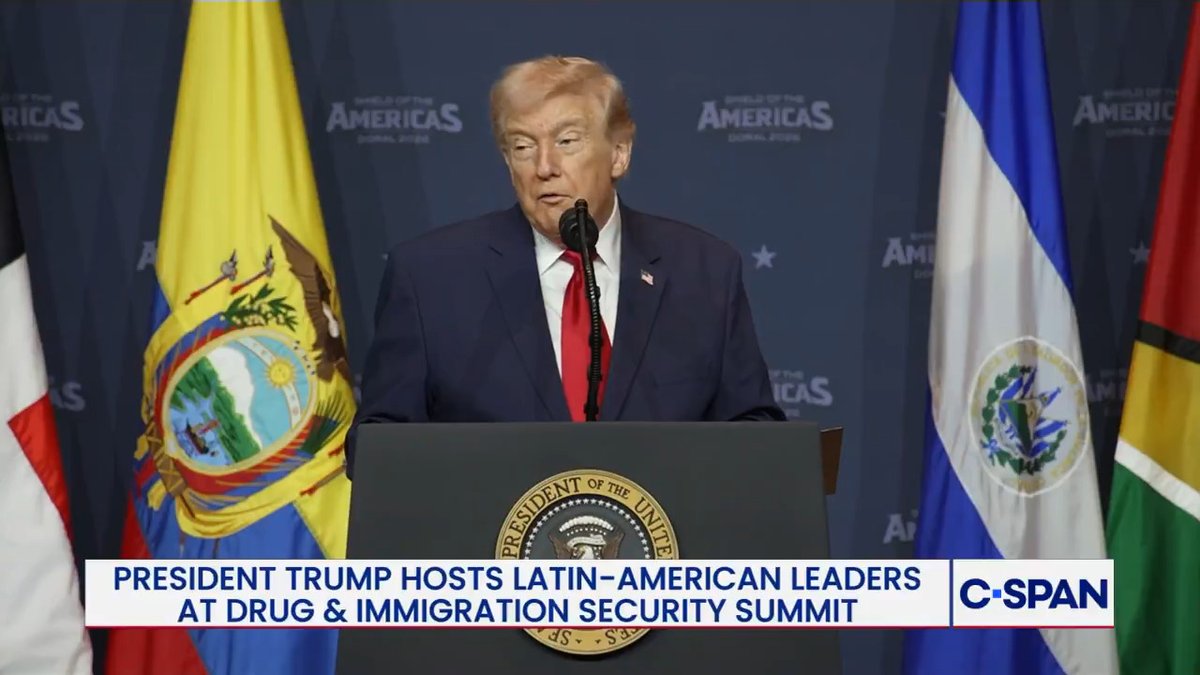 President Trump in Florida: "The epicenter of cartel violence is Mexico. The Mexican cartels are fueling and orchestrating much of the bloodshed and chaos in this hemisphere, and the United States government will do whatever is necessary to defend our national security."
