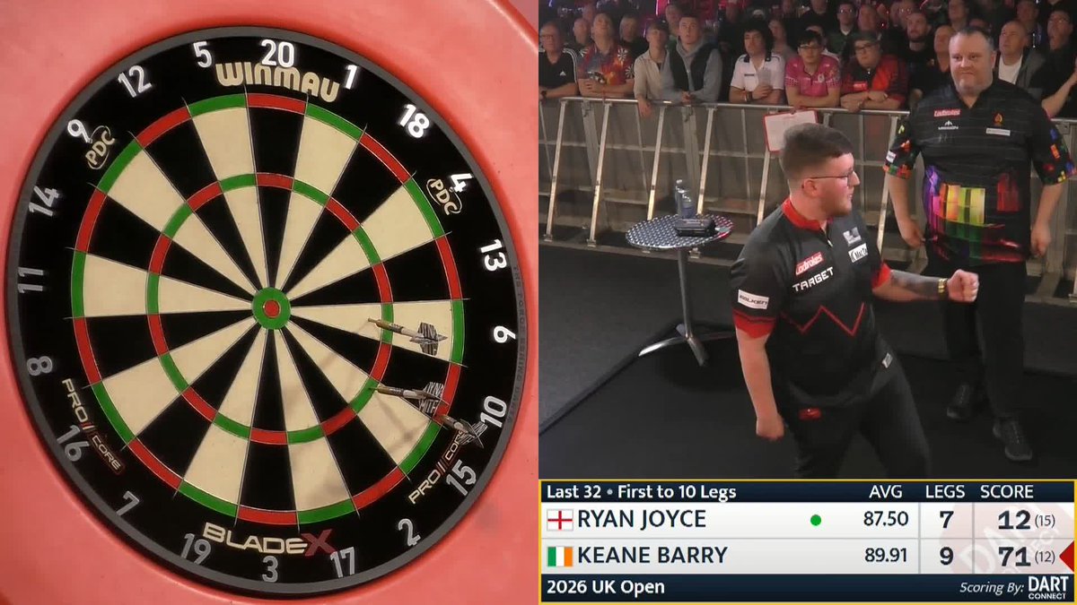 BIG WIN FOR BARRY! Keane Barry continues his impressive record at Minehead! The former UK Open semi-finalist confirms his place in the last 16 with a hard-fought 10-7 win over Ryan Joyce! Live Scores & Streaming 📲 #UKOpenDarts | R5