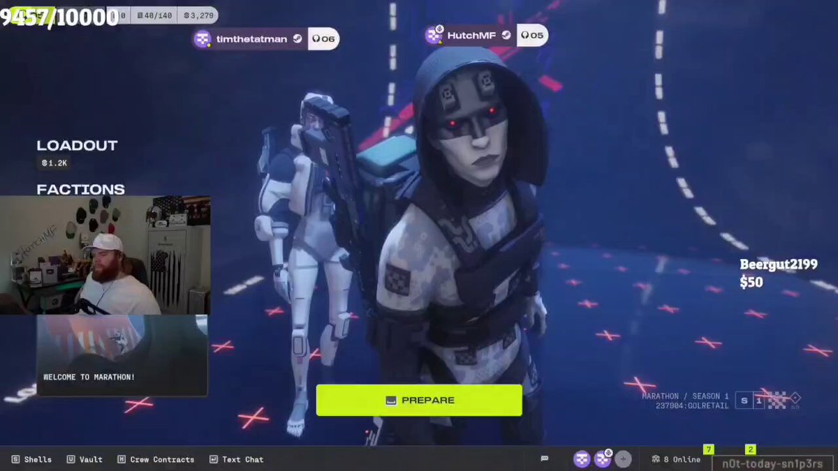 TheBurntPeanut has to play Marathon off-stream because people are *that* mad about the game online 🙃 📷HutchMF