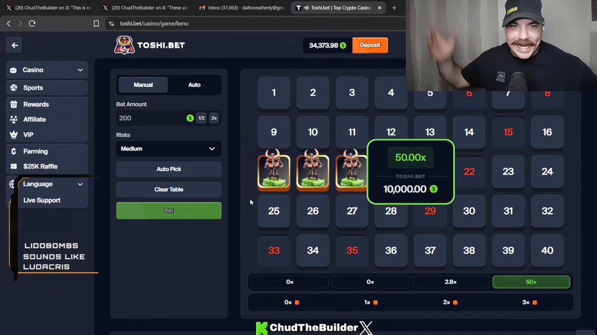 The Chud was Chudding out after hitting for 10k on Keno “It’s all fake”