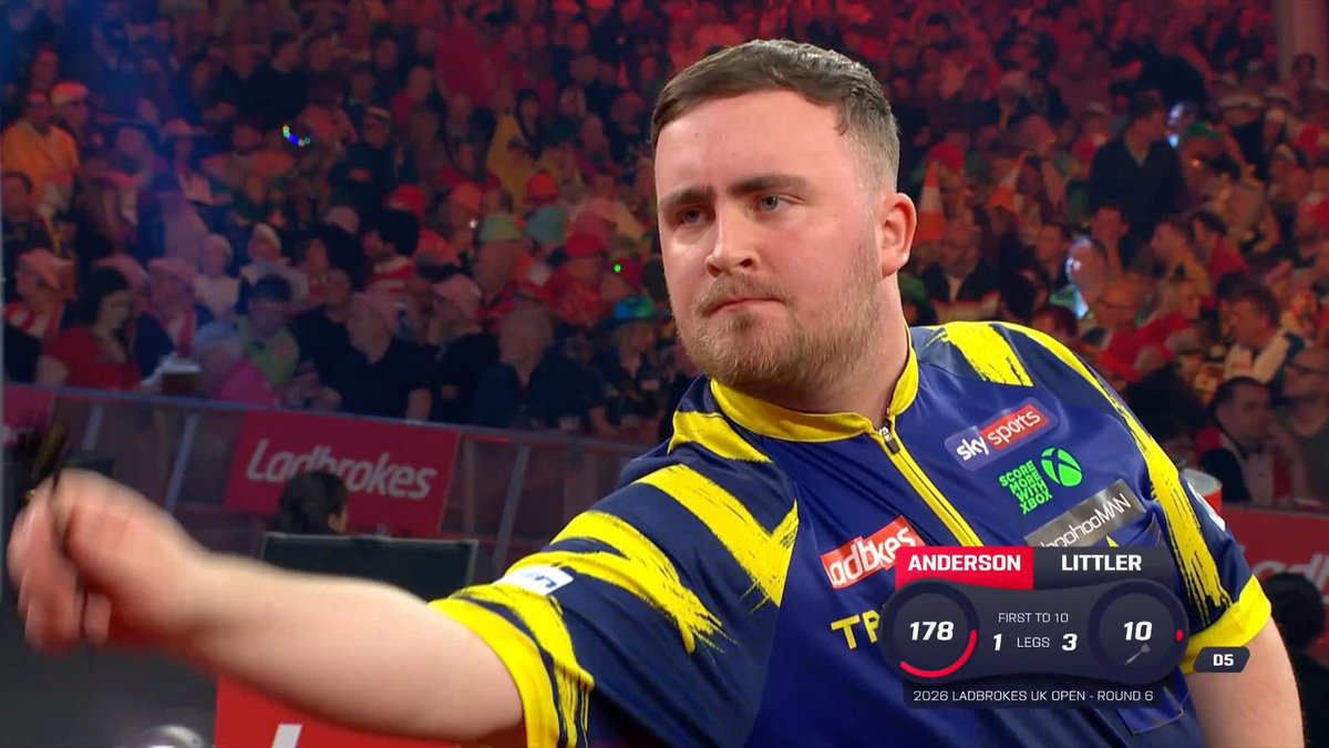 FOUR ON THE SPIN FOR LITTLER 🔥 Luke Littler takes four legs straight against Gary Anderson to take a commanding 4-1 advantage into the first break! Live Scores & Streaming 📲 #UKOpenDarts | R6