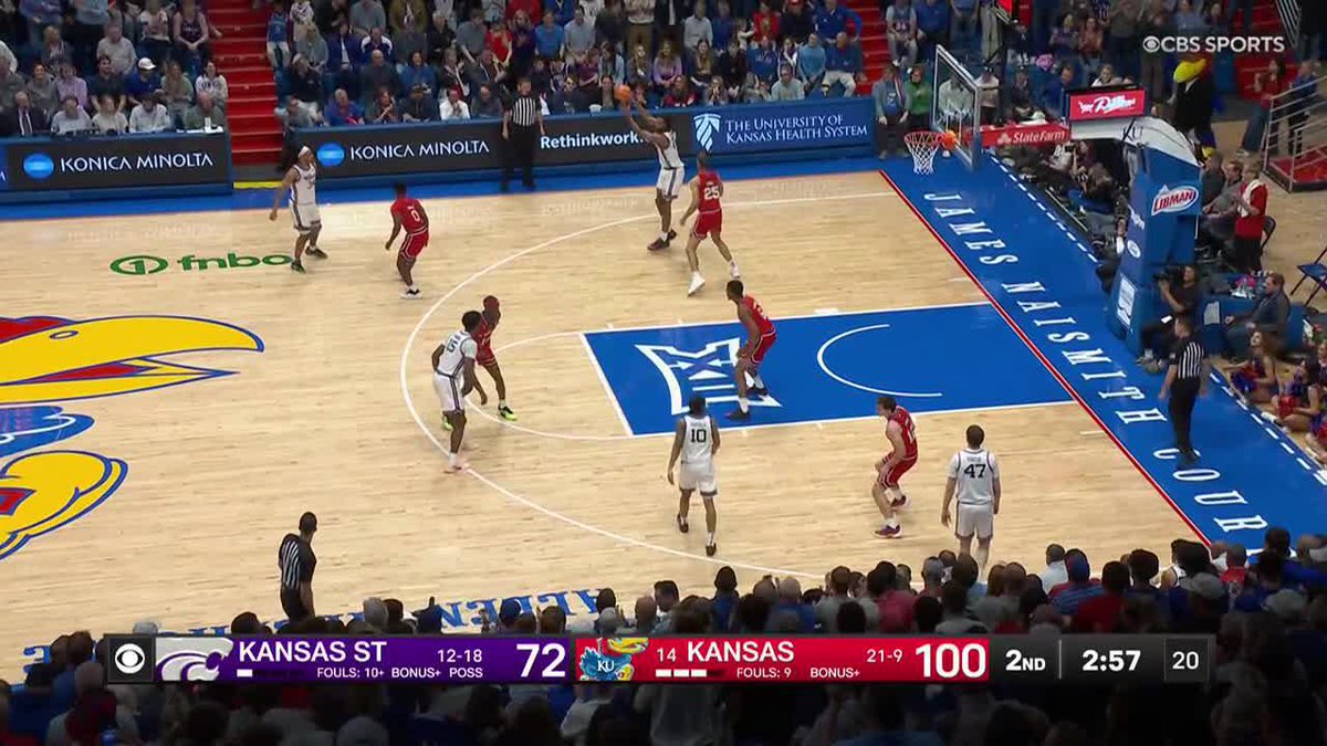 The crowd pop. The bench reaction. The celebration. Kansas walk-on Wilder Evers delivers an awesome moment on this three.
