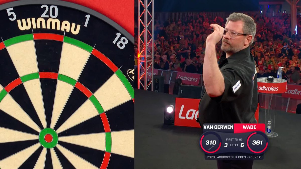 WADE IS MARCHING! James Wade is playing some truly excellent darts here 🙌 Wade has taken six of the last seven legs - including this 11-dart break - to lead Michael van Gerwen 7-3! Live Scores & Streaming 📲 #UKOpenDarts | R6
