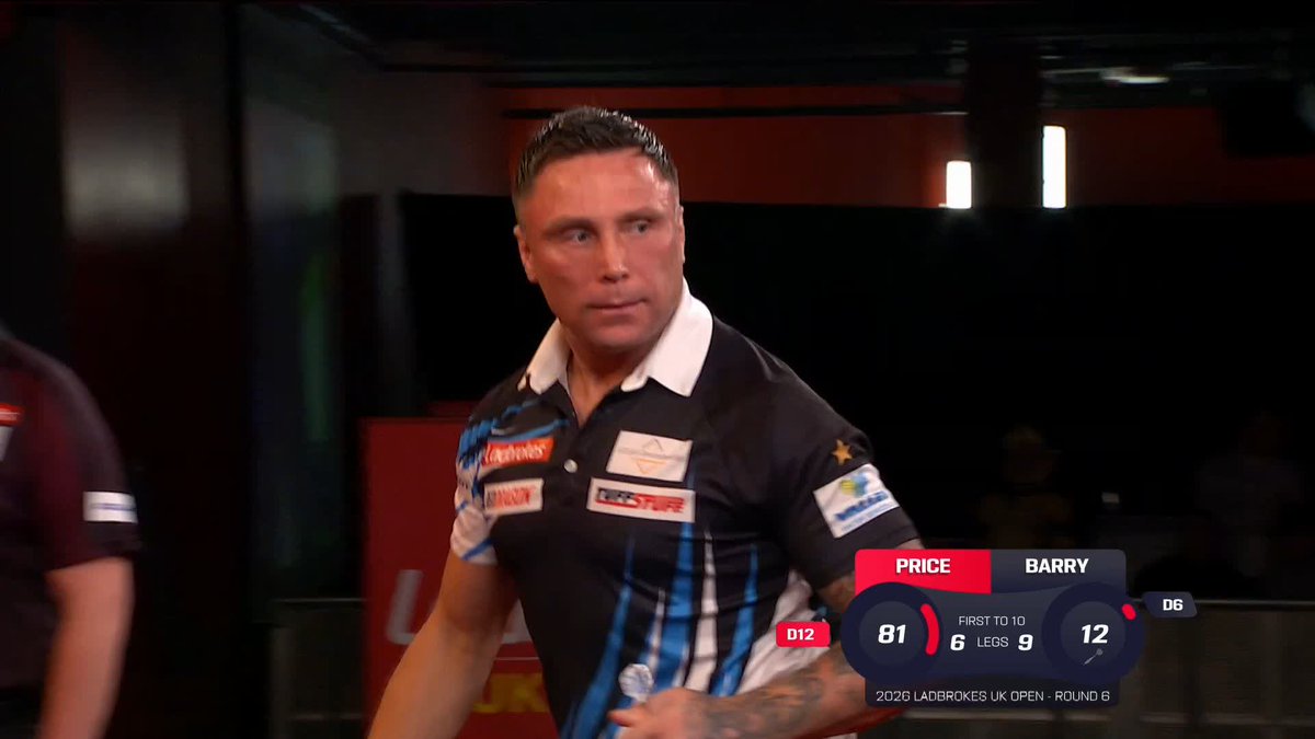 He couldn't, could he? 👀 From 9-4 down, Gerwyn Price has rattled off three straight legs to reduce the arrears against Keane Barry! Live Scores & Streaming 📲 #UKOpenDarts | R6