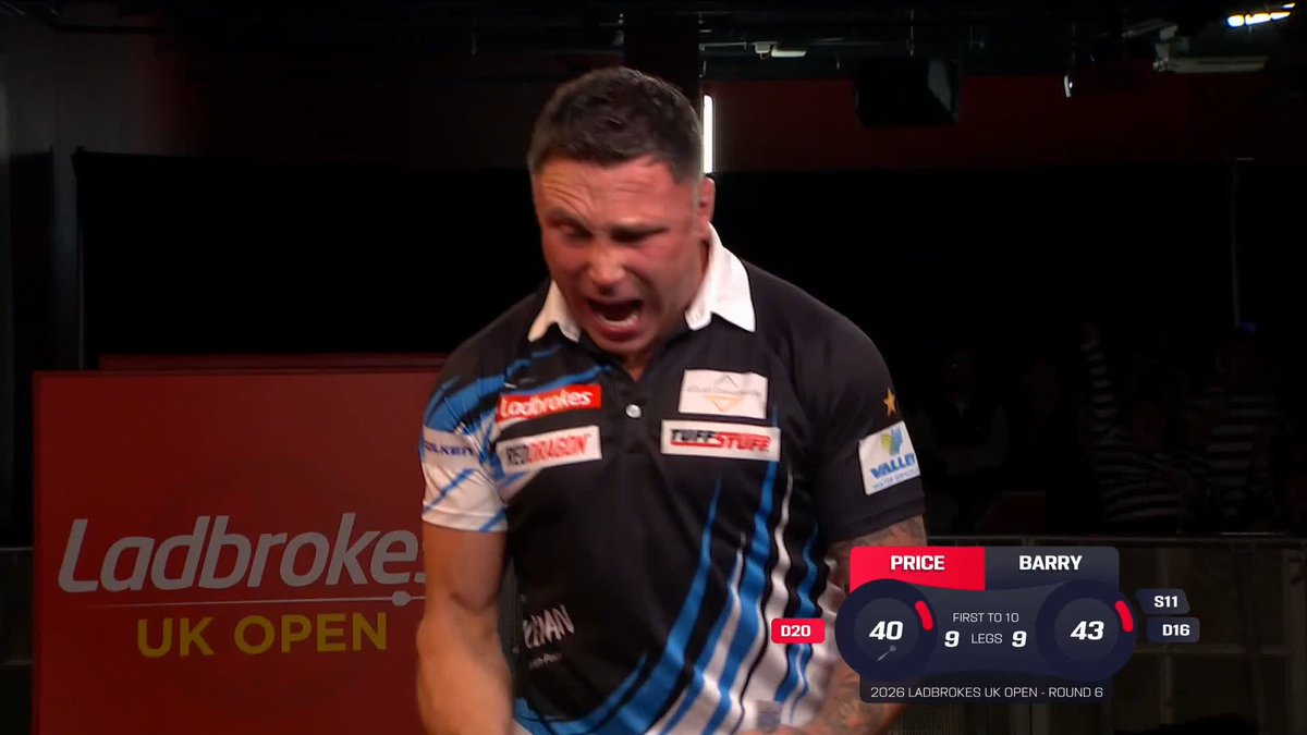 PRICE BACK FROM THE BRINK! That is ASTONISHING! 🤯 Gerwyn Price reels off SIX straight legs from 9-4 down to defeat Keane Barry in a simply remarkable clash on Stage Two! Live Scores &amp; Streaming 📲 #UKOpenDarts | R6