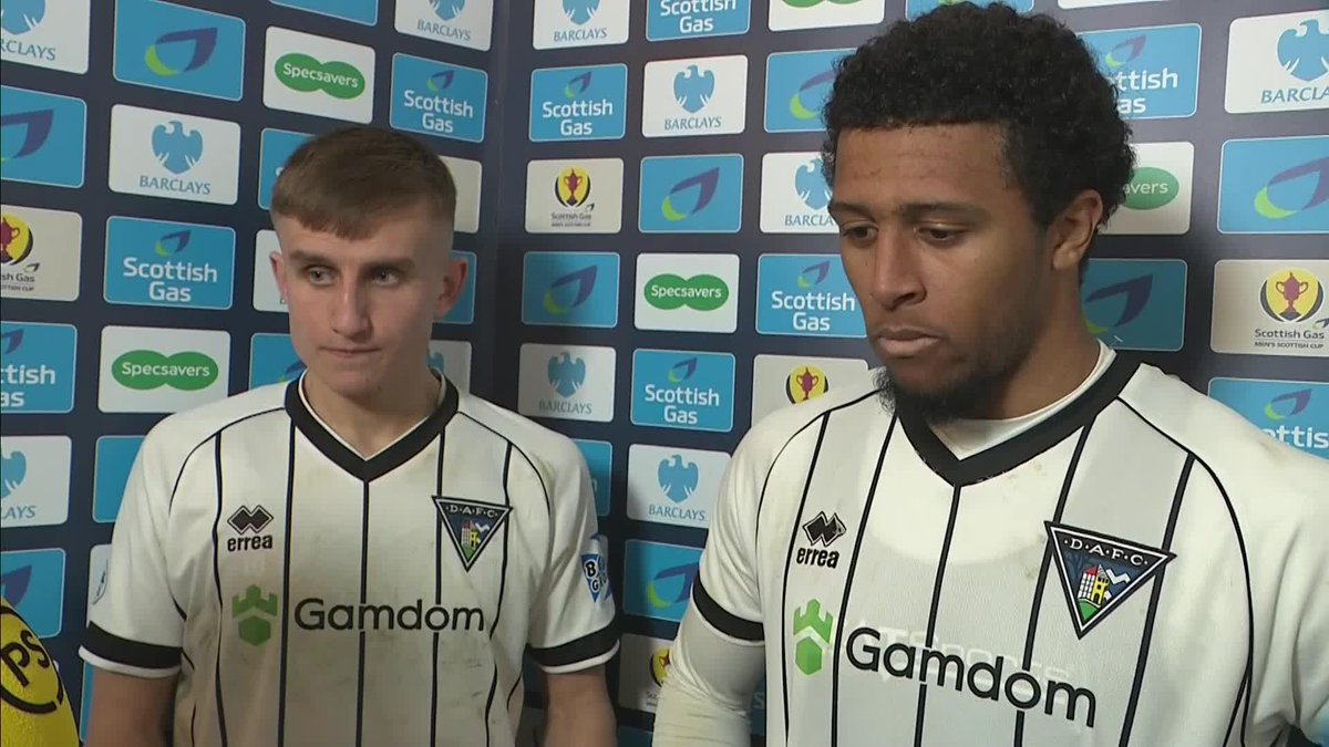 ⚫⚪ Dunfermline Athletic's Matty Todd and Olly Thomas react to a dominant win over Aberdeen "We'll be right up for the opportunity and take the game to whoever we get in the next round" 🗣️ #ScottishCup