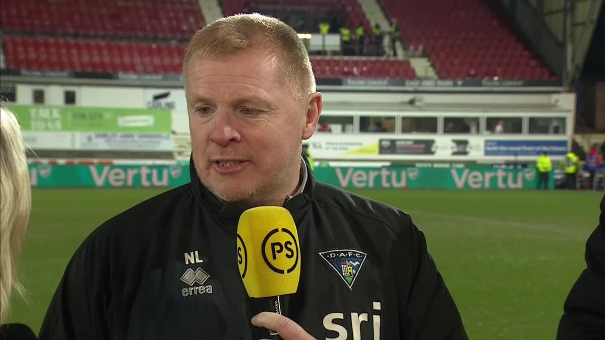 ⚫⚪ Dunfermline Athletic manager Neil Lennon reacts after a famous win for his side against Aberdeen "It's beyond my wildest expectations. It's one of the best things I've done in football." 🗣️ #ScottishCup
