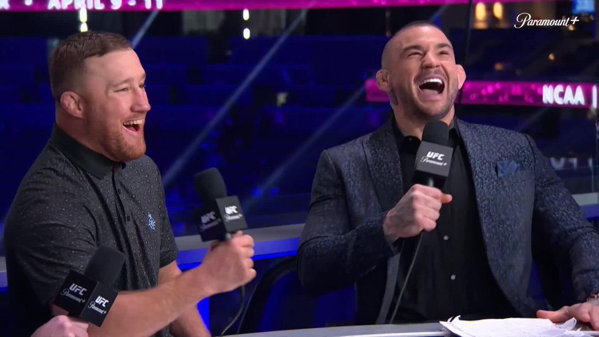Dustin Poirier: "When we fought for the BMF belt, did your foot hurt as bad as my head the next day?" Justin Gaethje: "I was pimpin' not limping." 😂 📺 Paramount+