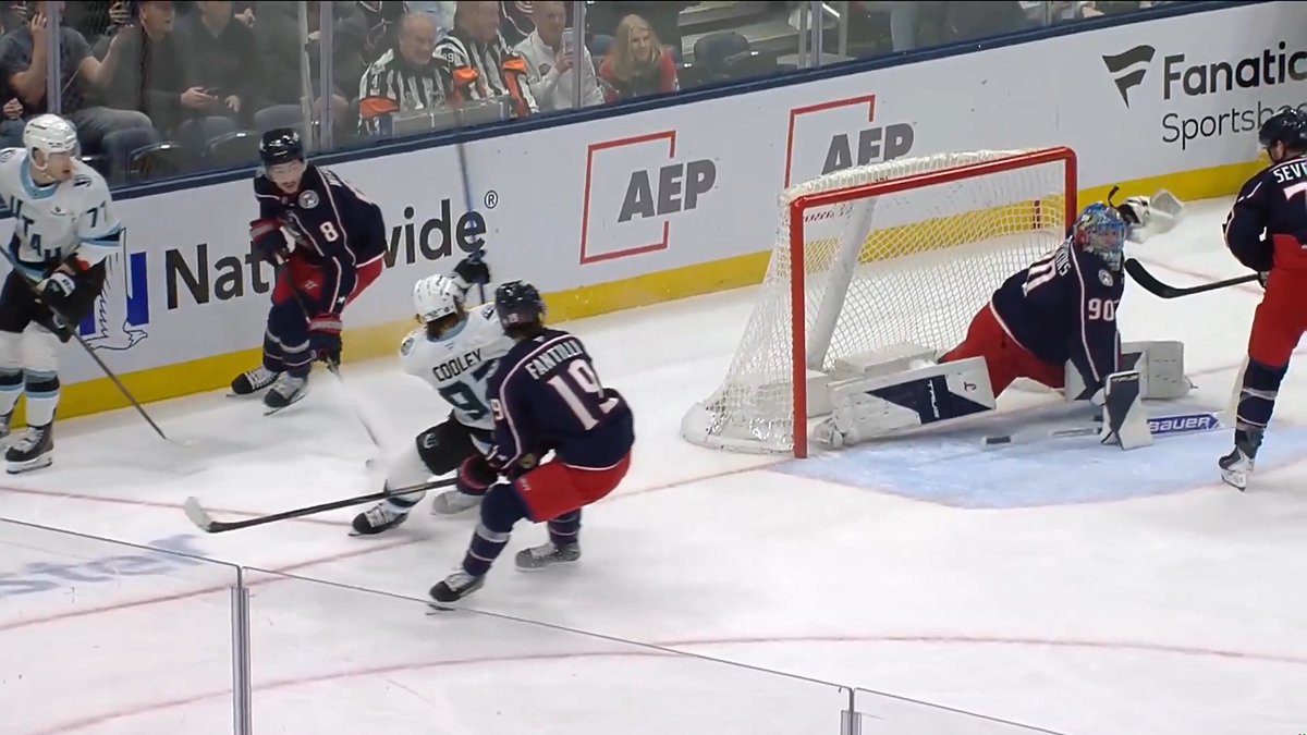 BIGGGG save from Elvis Merzlikins! 😮