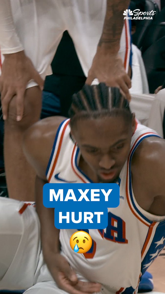 Not good. Tyrese Maxey went down in the final seconds of the Sixers-Hawks game, clutching his right hand.