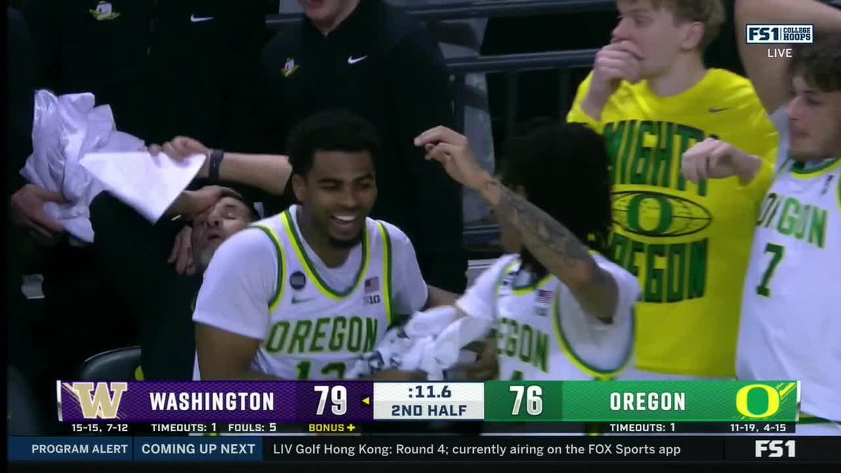 KJ hits the three and converts the and-one to put the Ducks in front! #GoDucks 📺: FS1