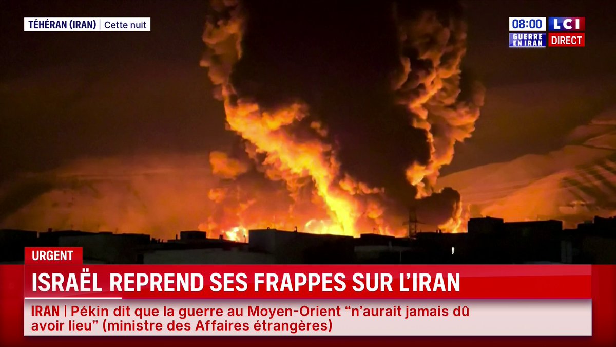 🔴 Iran : quatre dépôts pétroliers frappés à Téhéran et ses environs, quatre morts Quatre dépôts de pétrole et un site logistique de produits pétroliers ont été frappés dans la nuit par les Etats-Unis et Israël à Téhéran et ses environs, a indiqué dimanche un responsable iranien