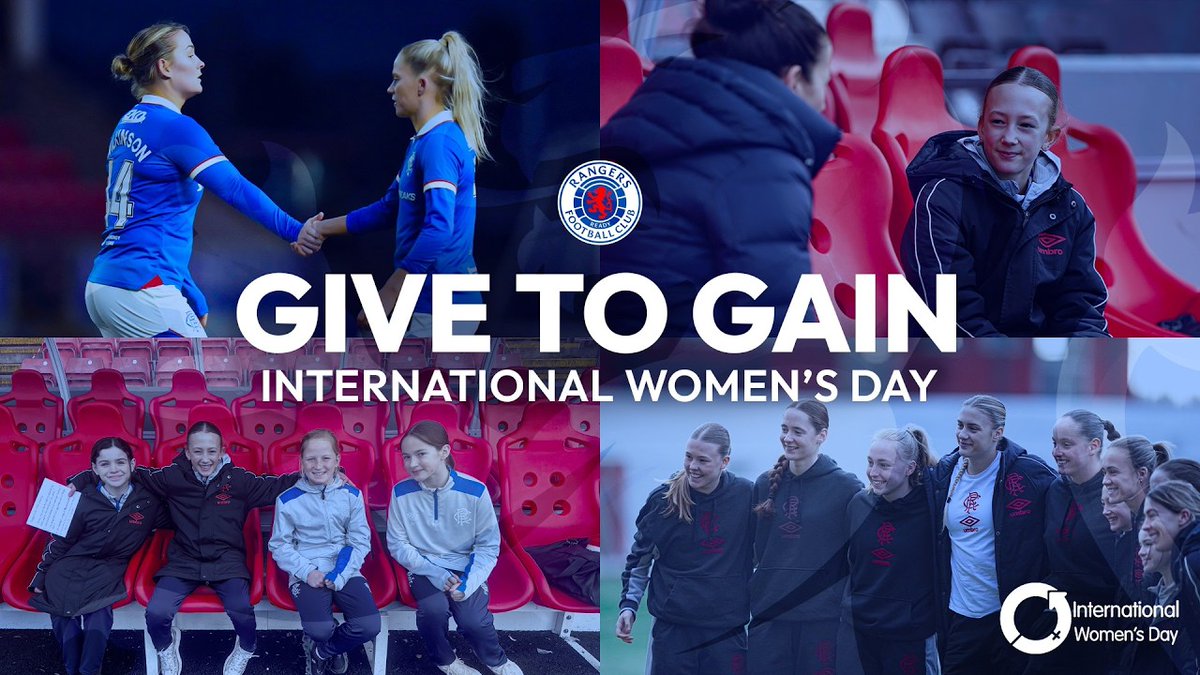 ๐ To mark International Womenโs Day 2026, Rangers Football Club are supporting this yearโs #GiveToGain campaign. ๐คณ Academy players Gracie, India, Mirrin and Sophie stepped into key roles across the club on matchday, as we look to inspire ambition in the next generation! โคต๏ธ