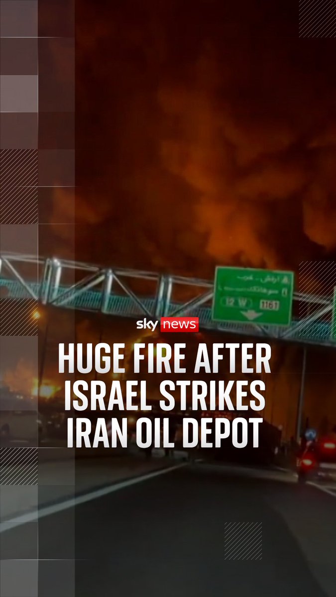 WATCH: Huge fire erupts after Israel strike an Iranian oil depot. Footage shared on social media appears to show fireballs over the skies of Tehran. The IDF have said it had struck "several fuel storage complexes" in the Iranian capital.