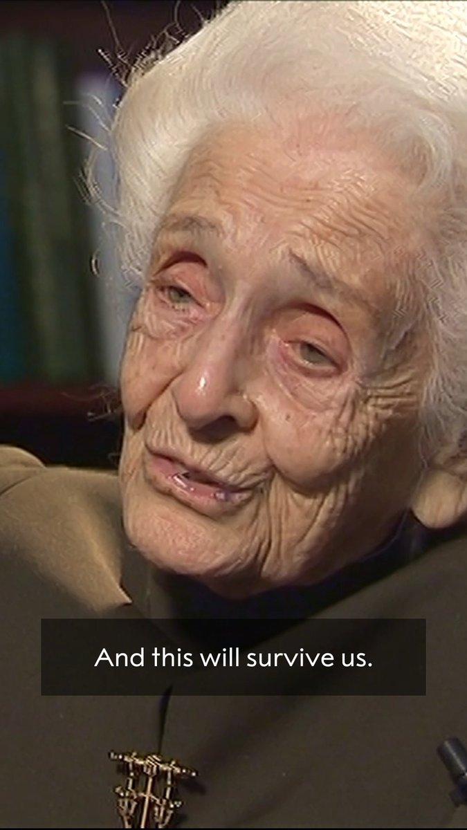 "If we have sent a message, we survive for some time at least." Rita Levi-Montalcini shares her beliefs about how, after death, we live on through the impact we have had on others. Levi-Montalcini lived to the age of 103. Now, she lives on through her work. Levi-Montalcini was awarded the Nobel Prize in Physiology or Medicine in 1986 jointly with Stanley Cohen for their discoveries of growth factors. This provided us with a deeper understanding of medical problems like deformities, senile dementia, delayed wound healing and tumour diseases. Watch our full 2008 interview: