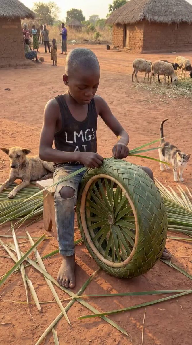 A talented boy built a Lamborghini with coconut leaves. Unbelievable 🙆😍