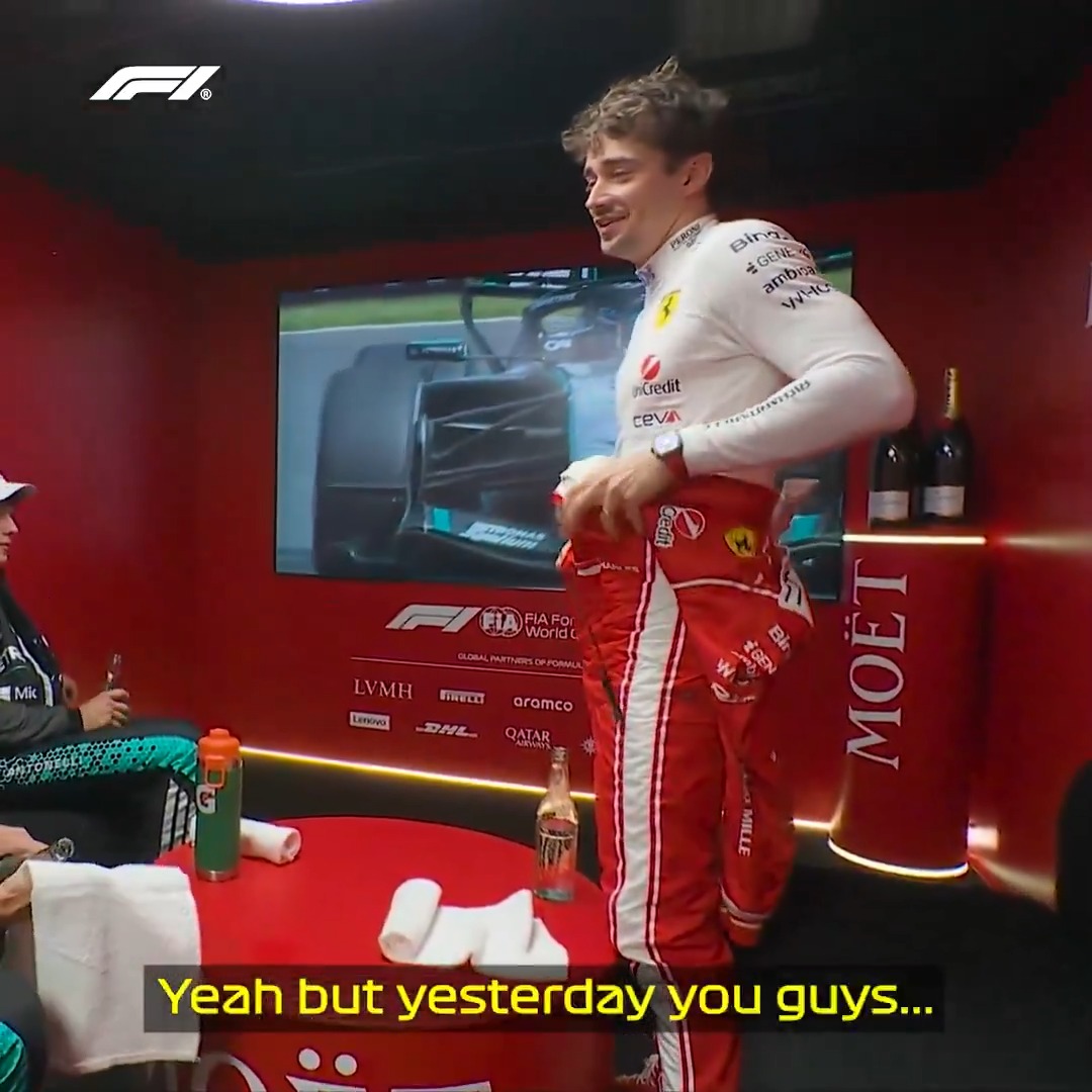 Is this George-splaining? 👀 A brief debrief for George, Kimi and Charles in the cooldown room! 🗣️👊 #F1 #AusGP