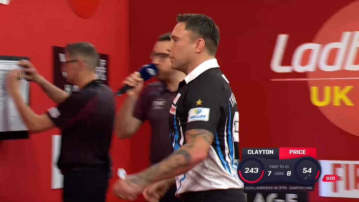PRICE ON THE CUSP! Gerwyn Price is a leg away from the semi-finals! The two-time runner-up fires in an 11-darter to move 9-7 ahead! Live Scores &amp; Streaming 📲 #UKOpenDarts | QF