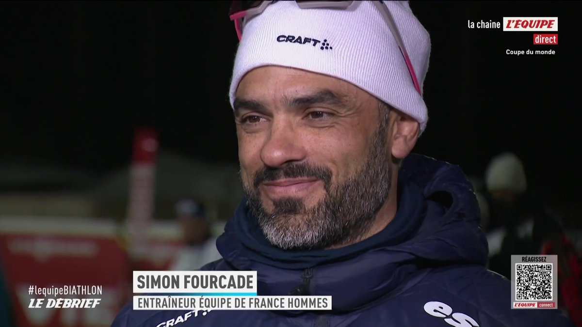 La réaction de Simon Fourcade après les propos d'Émilien Jacquelin, frustré que des compatriotes aient skié dans le groupe derrière lui #lequipeBIATHLON