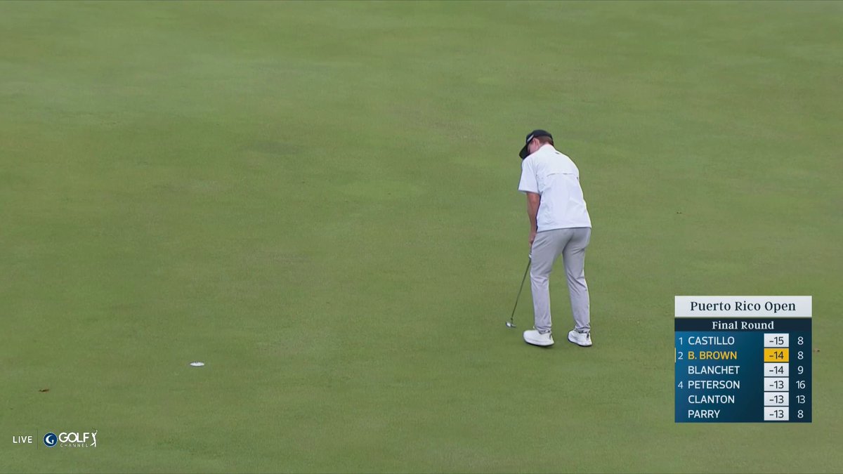 Blades Brown birdies to make the turn in T-1 position. 📈 The 18-year-old is hunting for his first win on Tour.