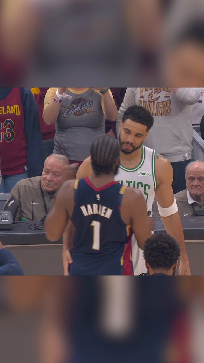 "Proud of you bro. Congratulations." ❤️ James Harden with a classy gesture to Jayson Tatum before the game on completing his comeback from his Achilles injury 🙌
