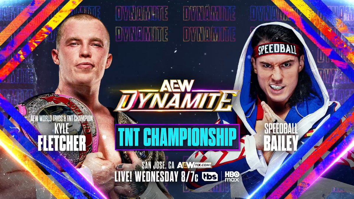 #AEWDynamite 8/7c, TBS + HBO Max This Wednesday, 3/11! TNT Title @KyleFletcherPro vs Speedball Mike Bailey Speedball beat Fletcher during the 2025 #AEWContinentalClassic, but after winning the Trios Title from Jet Set Rodeo, Fletcher wants to keep Pinkie with The Family, WEDNESDAY!