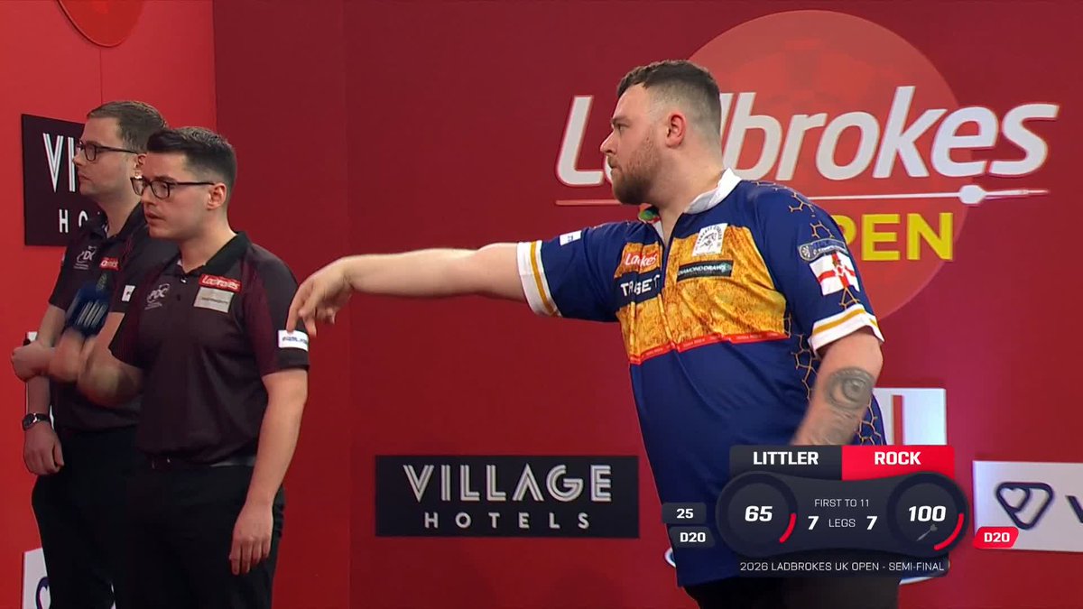 ROCK REGAINS THE LEAD! Josh Rock is three legs away from dumping out Luke Littler! The World Cup champion converts a clutch ton-plus finish to move 8-7 ahead against the world number one! Live Scores & Streaming 📲 #UKOpenDarts | SF